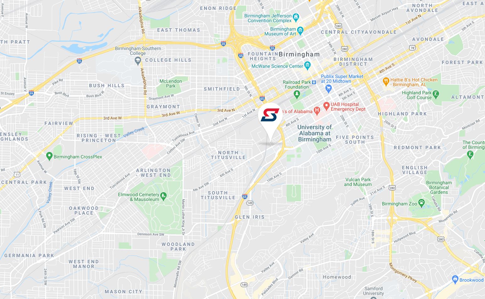 Birmingham, AL service area map
